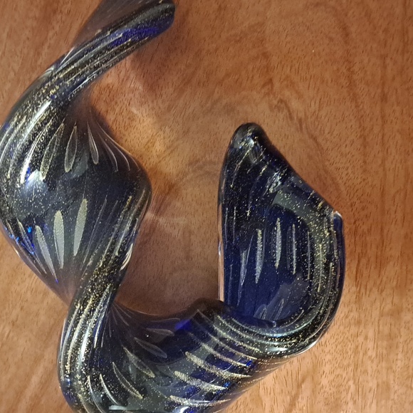 Murano glass sculpture blue with thin gold Iines throughout vintage - Picture 4 of 5